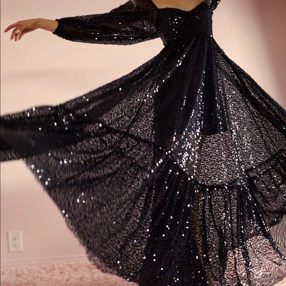 NWT The Black Sequin Princess Gown by Selkie